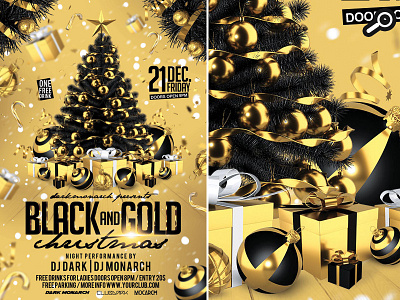 Black And Gold Christmas black and gold celebration christmas club dj flyer holidays party presents santa claus template xmas
