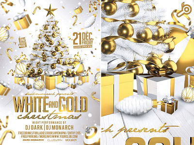White And Gold Christmas celebration christmas club dj flyer holidays party snow template white white and gold xmas