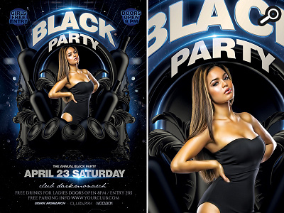 Black Party 3d black club dj drinks evening flyer night party sound template themed