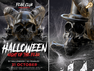 Halloween Night Of Fear dj fear flyer ghost gobblin halloween halloween bash night scary skull spirit template