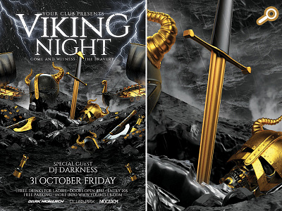 Viking Party Flyer club dj flyer movie night party photoshop scandinavia template themed eve viking