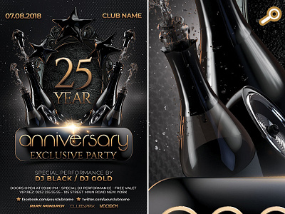 Anniversary Exclusive Party anniversary bottle celebration classy club design dj drinks flyer party sound template