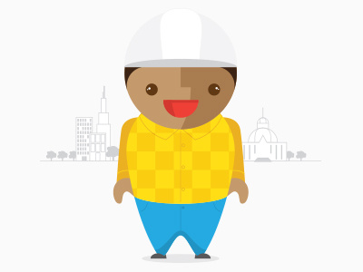 Apprentice builder character construction illustration plaid