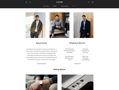 Minimal & Sleek Men Online Clothing Landing Page clothing brand ecommerce shop fashion brand landing page minimalism ui uidesign uidesigner uxui webdesign