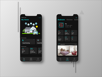 Dark Smart Home UI adobexd app branding concept design figma hello dribbble icon invision mobile sketch ui uidesign uiux ux