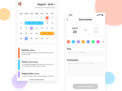 Calendar interface app design ui ux