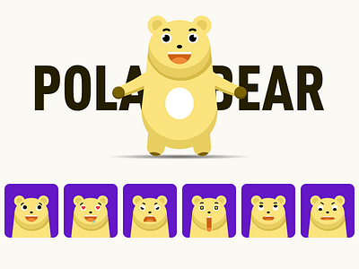 Polar bear expression pack icon illustration ui