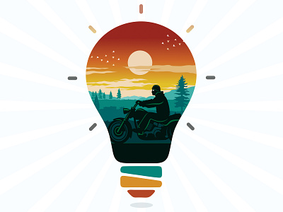 Just ENJOY the ride biking challenges flatdesign hills icon illustration vector