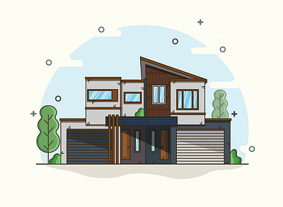 Futuristic Modern House building concept design flatdesign holiday home house icon illustration modern house plant vector vector art window