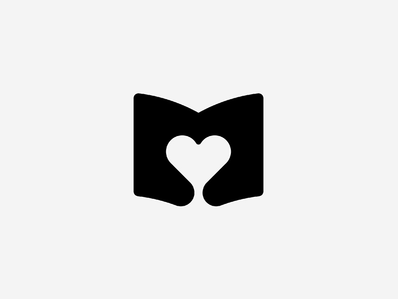 Book Love monogram heart mark graphicdesign logodesign logo love book