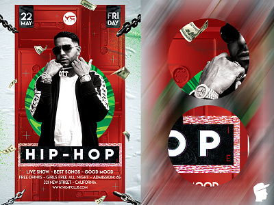 Hip Hop 2020 Flyer Template break daminda graffiti green grunge hip hop hiphop event mc money music night party psd psdflyer rap rap flyer rapper step up