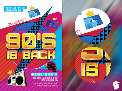 90's is back 2 Flyer Template 80s 90s back black boom boombox box break club cool daminda disco