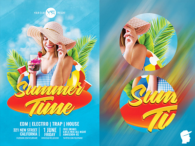 Summer Time 2018 Flyer Template print templates red cup sea sexy girl summer summer flyer sunshine swimming tropical vacation warm yellow