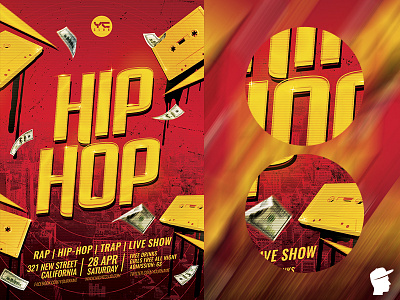 Hip-Hop Party 2 Flyer Template battle black blink city daminda dance djs electronic hip hop hiphop hiphop flyer