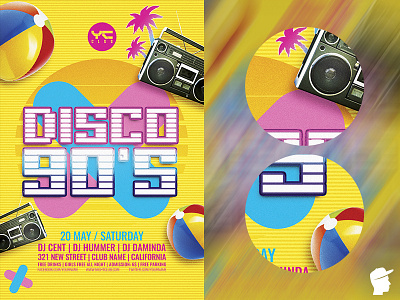 90’s is back 3 Flyer Template 80s 90s back ball black boom boombox box club cool daminda disco