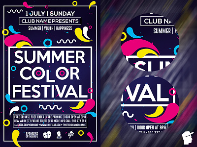 Summer Color Fest 2018 Flyer Template body paint club color color party colour concert daminda fest festival of color fresh holi colors holi fest