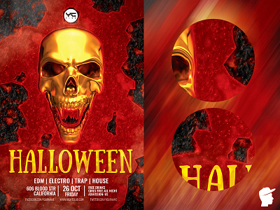 Halloween 2018 2 Flyer Template blood creative daminda daminda design fear flame glamour halloween halloween costume halloween flyer halloween party halloween poster halloween skull hell lava night october party print print ready