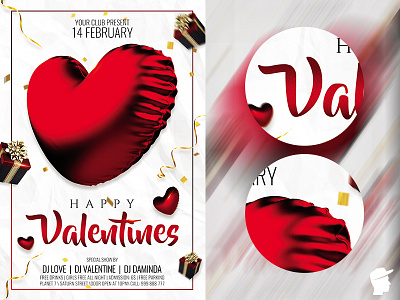 Happy Valentines 2019 Flyer Template daminda for you happy valentines heart holydays love love party new night party poster design present red red heart romantic valentine flyer valentines day vilentines