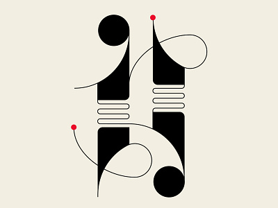 Local H abstract design beige black design geometric illustration letter h lettering red typogaphy