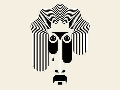 Longface 1 abstract design beige black design faces geometric illustration patterns vector