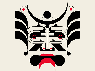 Kabuki 2 abstract design black design geometric illustration kabuki red typography vector