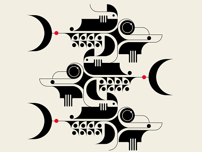 Brain Sturgeon abstract design black design fish geometric illustration op art patterns red repeat pattern vector