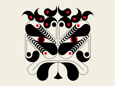 Kabuki 3 abstract design black geometric illustration kabuki red repeat pattern typography vector