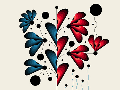 Allergies abstract design black design flowers foliage garden geometric illustration patterns red vector