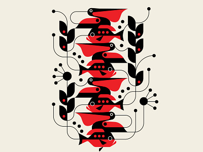 Kelp Wanted abstract design black design geometric illustration patterns red trufcreative