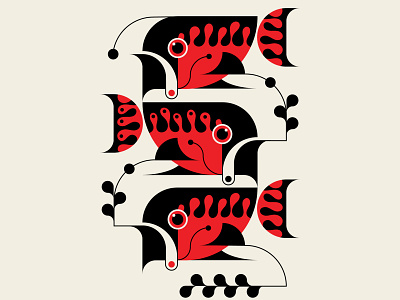 Schooled abstract design black design fish geometric illustration patterns red trufcreative