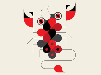 A lobster-scorpion-thing abstract design black design geometric illustration lobster patterns red scorpion trufcreative vector