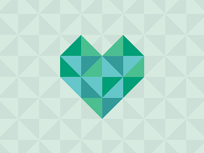 Hughes Gives Back geometric green heart icon triangles