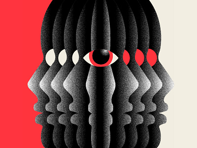 Revolution abstract black design eyes faces illustration red repeat pattern silhouette texture