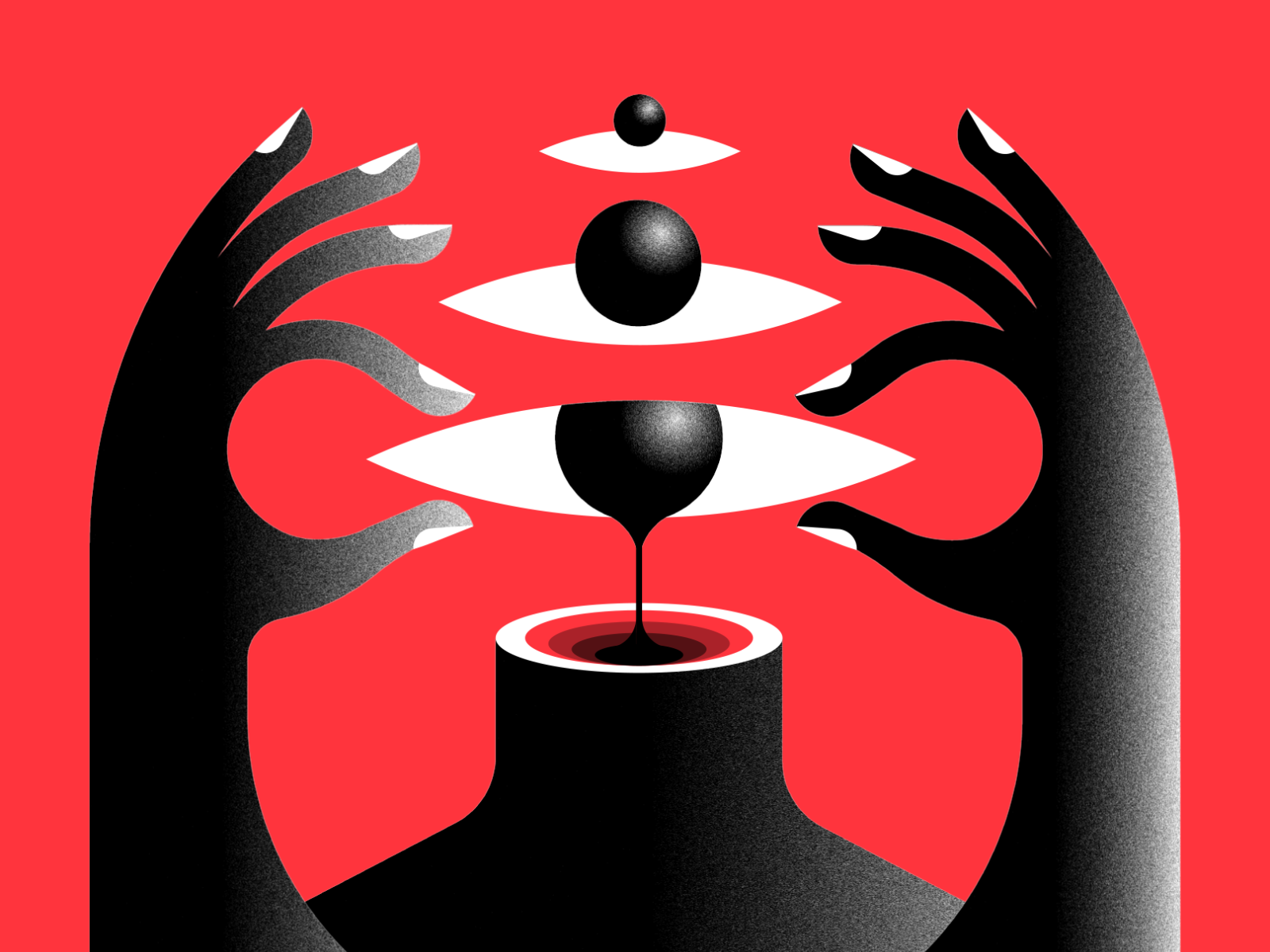Lost My Head abstract design black design eyeballs hands illustration red surrealism vector