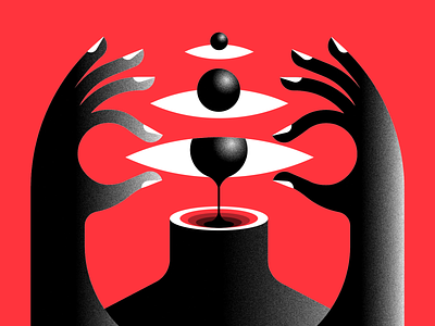Lost My Head abstract design black design eyeballs hands illustration red surrealism vector