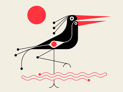 2-Dollar Bill abstract illustration birds black design geometric illustration red vector