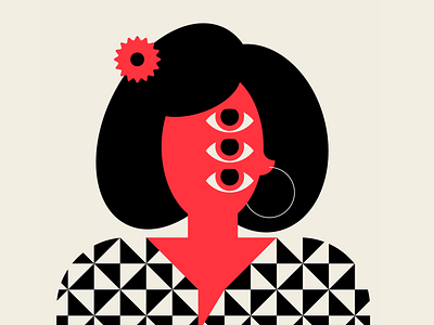 Power Flower black character design female flower geometric illustration pattern people red vector