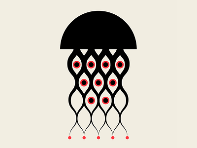 Black Jelly abstract black design geometric illustration jellyfish red vector