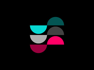 Wave mark aqua half circles identity magenta mark wave