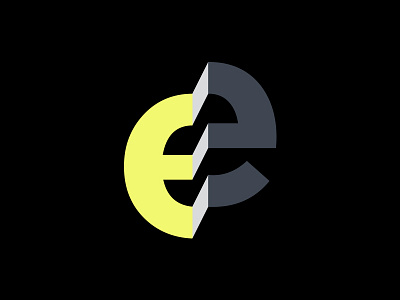 Logo Idea bent black e identity logo mark yellow