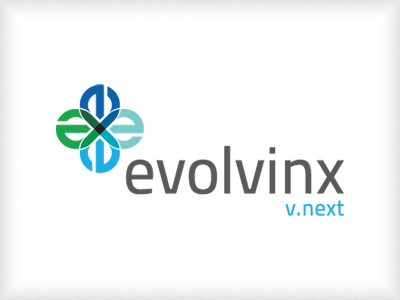 evolvinx lock-up blue branding green logo technology