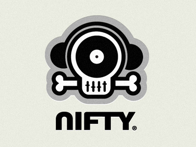 Nifty Skullphones beige branding dj icon logo music skull skulls turntable