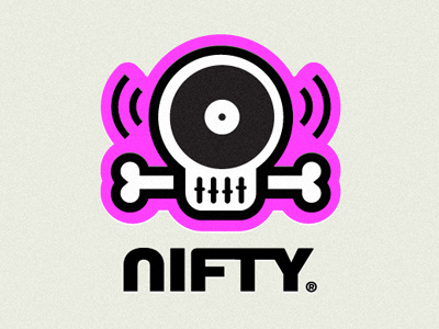 Nifty Sound Waves dj icon logo music skull turntable