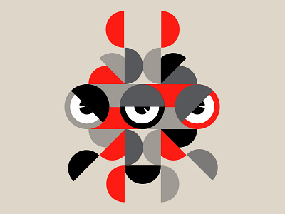 SLEEPING MASK (3 of 12) animal art circles faces geometric graphic design grey illustration monster patterns red shapes