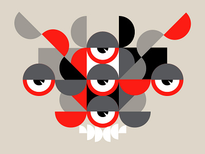 SLEEPING MASK (5 of 12) circles design geometric graphic grey illustration monster patterns red shapes