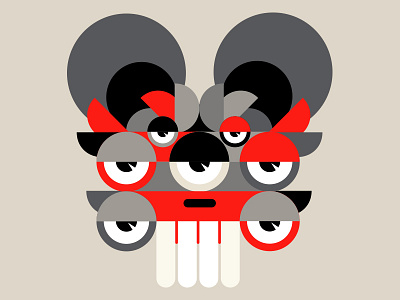 SLEEPING MASK (8 of 12) bear design eyeballs geometric graphic illustration monster patterns red shapes