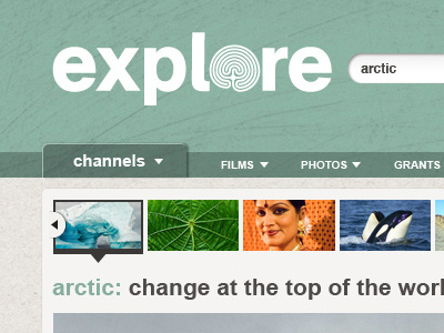 Explore Arctic Theme green navigation texture web design website