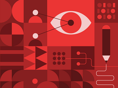 Social Heterogeneity grid icons identity illustration mosaic red squares technology