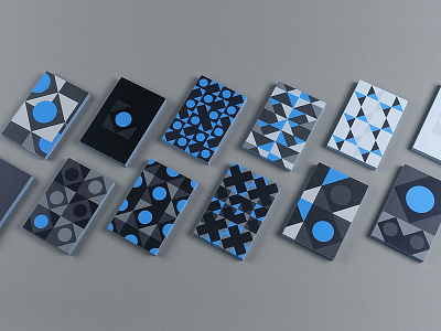 Bluegiant Moo Card Set black cyan geometric patterns visual identity