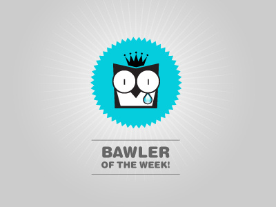 Bawler of the Week 2 badge character icon website design